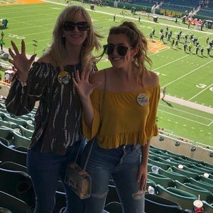 yellow off the shoulder top